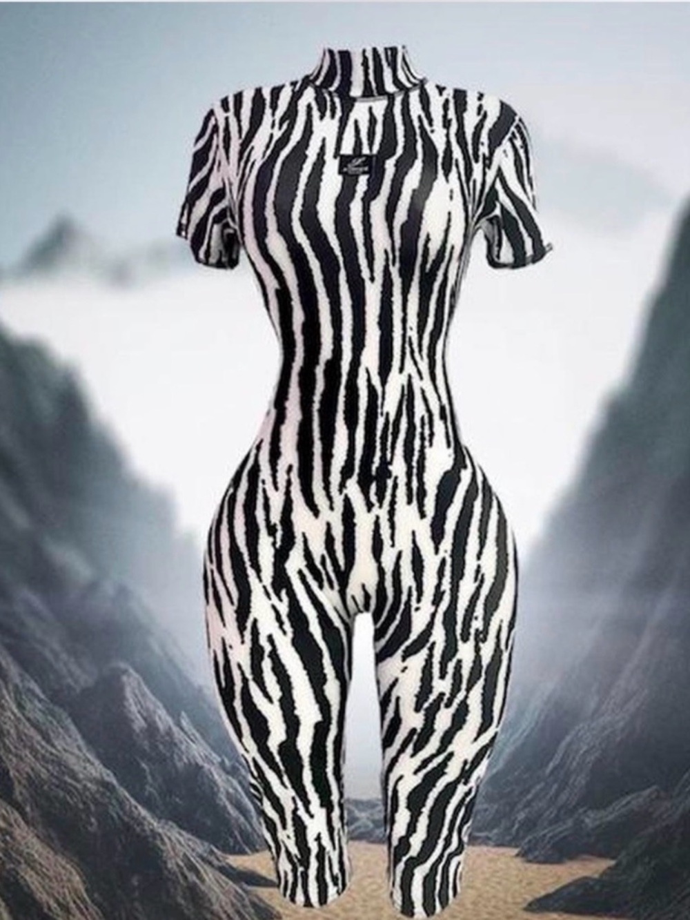 Jlorraine Zebra Print Short Sleeve Jumpsuit - Black & White